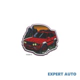 Sticker Auto kwmobile Abtibild Masina Teren TAG 080/T3 15x9.5cm, PVC Autocolant, Alb Negru Gri Rosu Abstract, Rezistent Zgarieturi