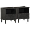 VidaXL Noptiere, 2 buc., negru, 40x33x46 cm, lemn masiv de mango 356826