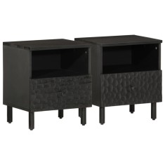 vidaXL Noptiere, 2 buc., negru, 40x33x46 cm, lemn masiv de mango 356826