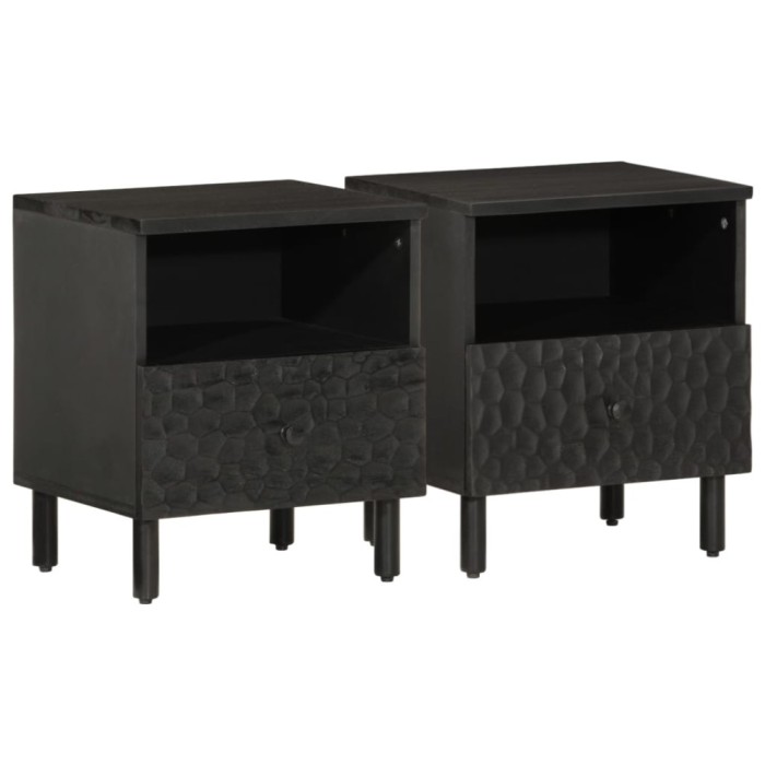 vidaXL Noptiere, 2 buc., negru, 40x33x46 cm, lemn masiv de mango 356826