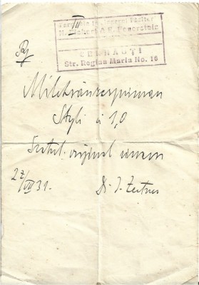 A3762N Rețetă magistrală cu antet Farmacia La &amp;icirc;ngerul păzitor, 1931, Cernăuți foto