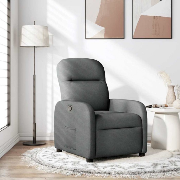 vidaXL Fotoliu rabatabil, gri &icirc;nchis, material textil 4015523