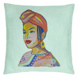 Perna Decorativa, Model African Style, 40x40 cm, Verde Menta, Husa Detasabila, Burduf