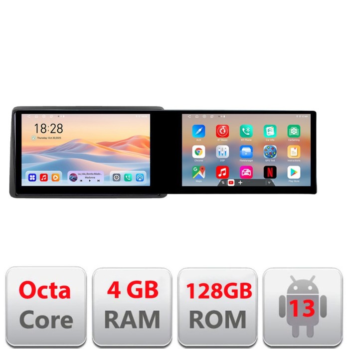 Navigatie DACIA DUSTER dupa 2019 Kit-199 Edotec 2 ecrane 8 core 4+128 21.6 inch Incell android Wifi 5Ghz gps internet v1 CarStore Technology