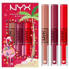 Set 3 rujuri buze, NYX, High Shine Loud Trio Gift Set, 01