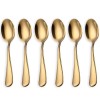 Set 6 lingurite Pufo Simple pentru cafea, ceai, desert, otel inoxidabil, auriu, 14 cm