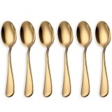 Set 6 lingurite Pufo Simple pentru cafea, ceai, desert, otel inoxidabil, auriu, 14 cm