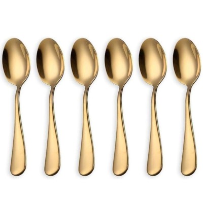 Set 6 lingurite Pufo Simple pentru cafea, ceai, desert, otel inoxidabil, auriu, 14 cm foto