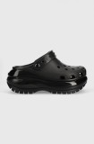 Crocs papuci Classic Mega Crush Clog femei, culoarea negru, cu platformă 207988