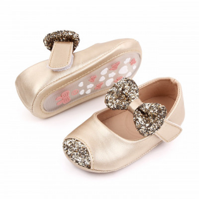 Pantofiori aurii cu sclipici pentru fetite (Marime Disponibila: 6-9 luni foto