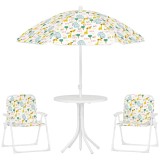 AIYAPLAY Set de Mobilier de Grădină din 4 Piese cu Masă, Scaune și Umbrelă de Soare Reglabilă, 50x&Phi;49,5 cm, Verde | Aosom Romania