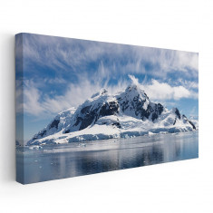 Tablou peisaj munte apa iarna Tablou canvas pe panza CU RAMA 40x80 cm