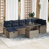 vidaXL Set de canapele pentru grădină cu pernă 8 pcs Gri Rattan poli 3361024
