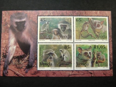 Venda 1994 Monkeys, perf. sheet, MNH R.046 foto