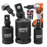 Set 3 adaptoare pentru impact cu articulatie, 75 mm 1/4&quot;, 3/8&quot;, 1/2&quot;, Verke