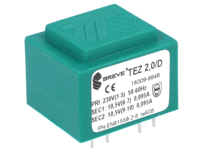 Transformator &Icirc;ncapsulat 2VA 230V 10,5V PCB