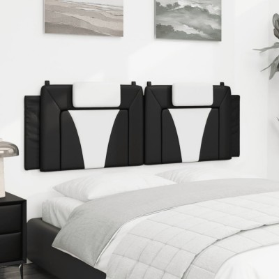 vidaXL Pernă pentru tăblie pat, negru și alb, 160cm, piele artificială foto