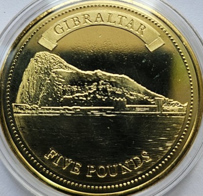 5 Pounds 2010 Gibraltar, Rock of Gibraltar, unc, km#1475, capsula foto