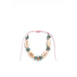 Brățară de picior handmade cu scoici și pietre turcoaz