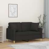 vidaXL Canapea cu 2 locuri cu pernuțe, negru, 120 cm, textil 3200905