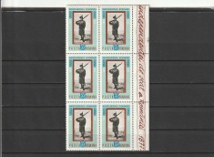 ROMANIA 1967 LP 647 90 ANI DE LA PROCLAMAREA INDEPENDENTEI BLOC DE 6 MNH NESTAMPILAT