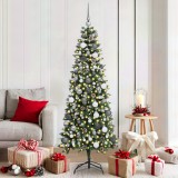vidaXL Brad de Crăciun with Decorative String Lights Verde 180 cm PVC