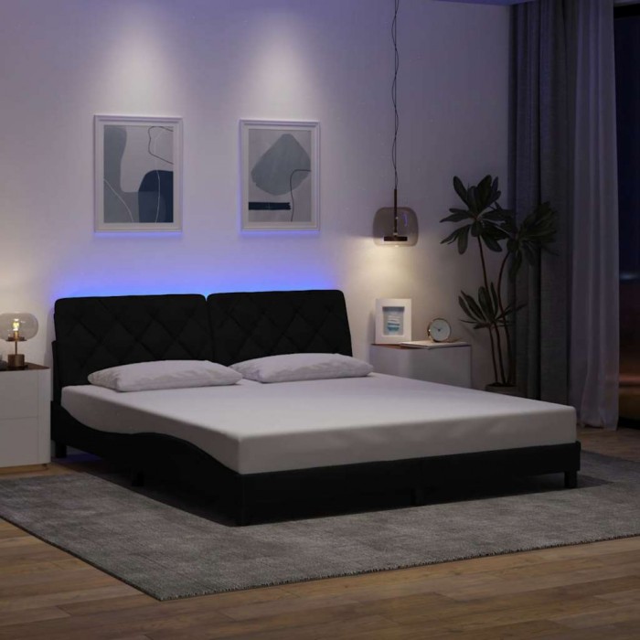 vidaXL Cadru de pat cu LED fără saltea Negru 180x200 cm Material 3310687
