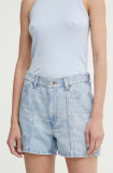 Levi&#039;s pantaloni scurti jeans CARPENTER SHORT femei, neted, high waist, A8719