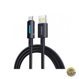 Cablu Date si Incarcare USB-A - USB-C Baseus Lit Button Control 100W 2m Negru P10379002121-01