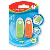 Radiera rotativa cu protectie plastic,modle FunPod,56x22x13 mm,2 bucati blister