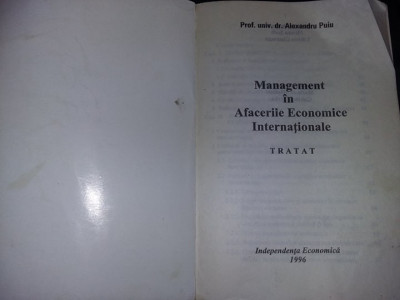 Management In Afacerile Economice Internationale Tratat ALEXANDRU PUIU,T.GRATUIT foto