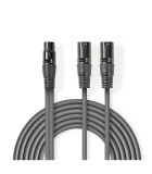 Cablu audio balansat stereo 2x XLR 3-pini tata - XLR 3-pini mama, Nedis