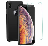 Husa Full Cover 360&deg; (fata + spate + folie sticla) pentru iPhone XS Max, Negru