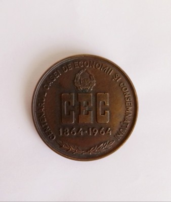 Medalie CEC - Centenarul economiilor romanesti, 1864 - 1964 foto