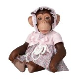 Cumpara ieftin Maimutica Asivil - Reborn cu scutec, rochita cu boneta roz si suzeta, 32 cm