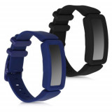 Cumpara ieftin Set 2 Curele pentru Fitbit Ace 2, Kwmobile, Negru/Albastru, Silicon, 50102.01