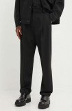 HUGO pantaloni din lana culoarea negru, drept, 50520374