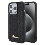 Husa pentru iPhone 15 Pro - Disco Metal Script (GUHCP15LPMSDGSK) - Black, Guess