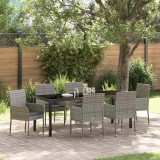 vidaXL Set de masă pentru grădină cu pernă 7 pcs Gri poliratan 3380111