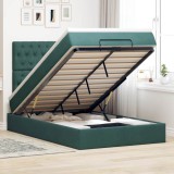 VidaXL Cadru de pat otoman cu saltele, catifea verde &icirc;nchis 120x200cm 3314387
