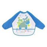 Bavetă cu maneci din plastic cu model dinozaur albastru pentru copii, CMCLASS