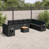 Cumpara ieftin Set canapele de grădină cu perne, 11 piese, negru, poliratan