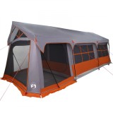 Cort Camping vidaXL cu Feronerie Gri și Portocalie pentru 10 Persoane, Impermeabil