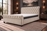 Pat Silver 160x200 cm Tapitat Catifea Crem, Somiera Inclusa