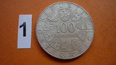 100 SCHILLING 1976 ARGINT foto