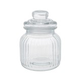Borcan pentru dulciuri, model dungi reliefate, Sticla, 10.5x15 cm, ATU-087232, Oem