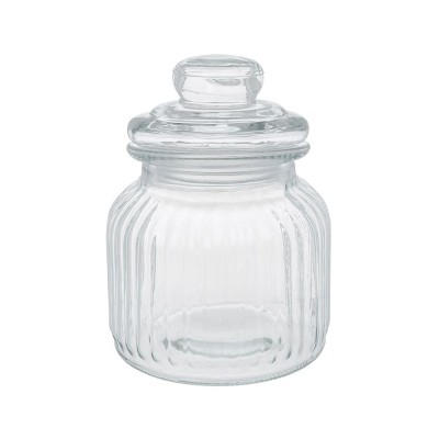 Borcan pentru dulciuri, model dungi reliefate, Sticla, 10.5x15 cm, ATU-087232 foto