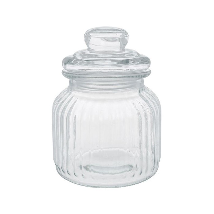 Borcan pentru dulciuri, model dungi reliefate, Sticla, 10.5x15 cm, ATU-087232