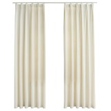 Cumpara ieftin Draperii opace cu carlige, 2 buc., crem, 140x225 cm, catifea