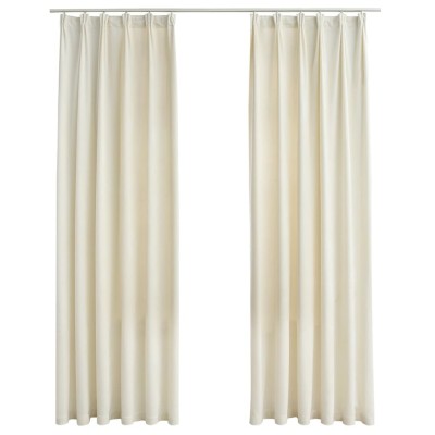 Draperii opace cu carlige, 2 buc., crem, 140x225 cm, catifea foto